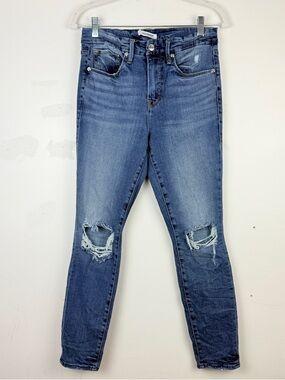 Good American Good Legs Crop Jeans 4/27 Distressed High Rise Skinny Y2K